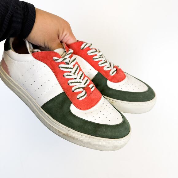 Boden Womens Lace Up Leather Trainers Sneakers Shoes White Green - 37 7 - Picture 2 of 10